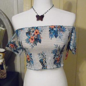 Top Island Floral Tube Top Off The Shoulder NWT